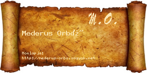 Mederus Orbó névjegykártya